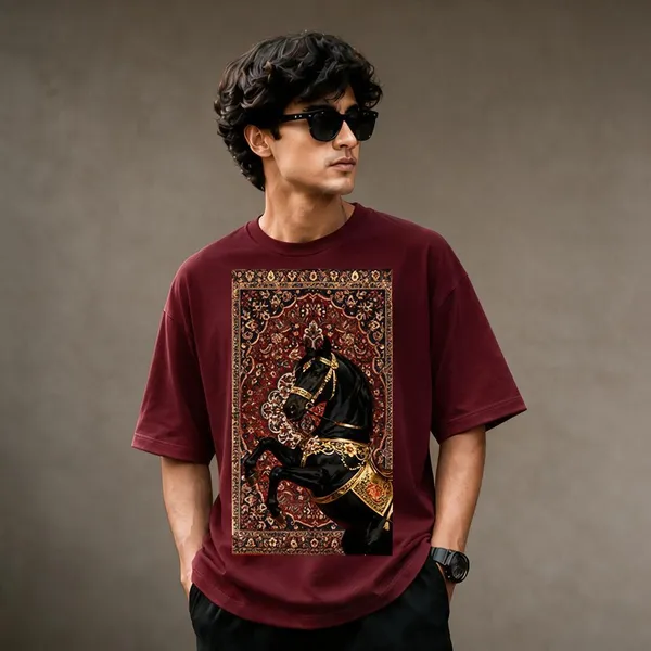 Maroon_French_Terry_Cotton_Oversized_Graphic_T-Shirt_For_Men