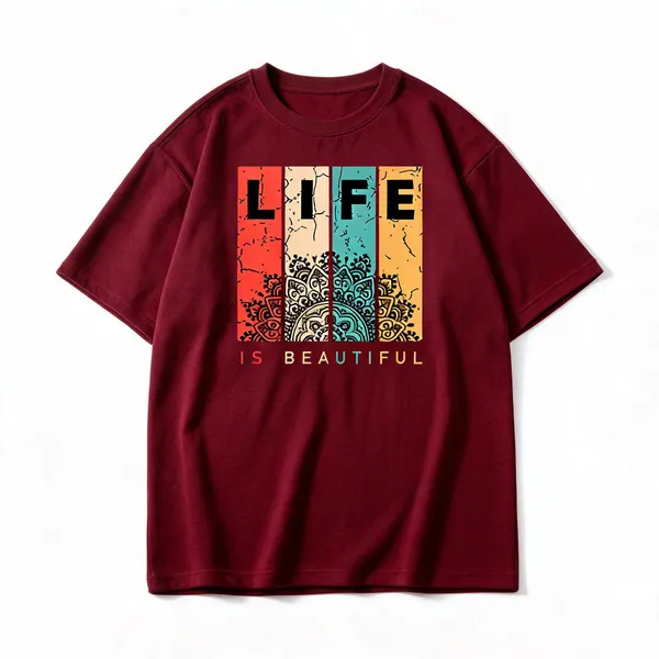 Maroon_French_Terry_Cotton_Printed_T-Shirt_For_Men