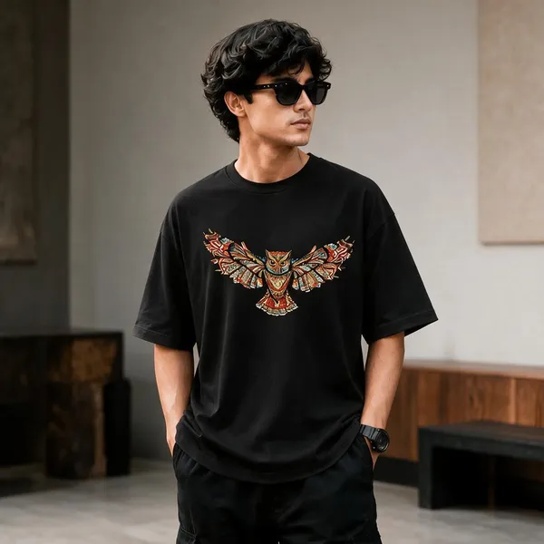 Black_French_Terry_Cotton_Oversized_Graphic_T-Shirt_For_Men