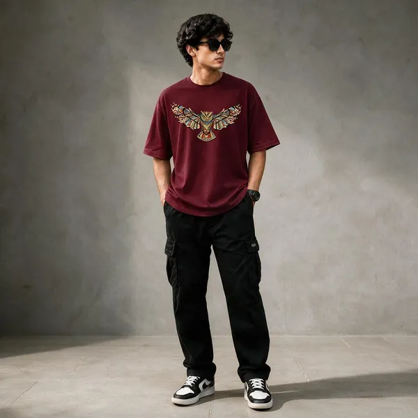 Maroon_French_Terry_Cotton_Oversized_Graphic_T-Shirt_For_Men