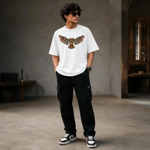 White_French_Terry_Cotton_Oversized_Graphic_T-Shirt_For_Men