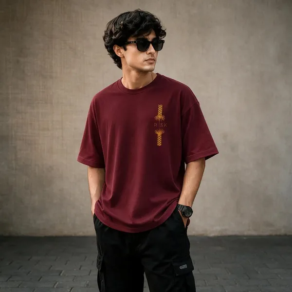 Maroon_French_Terry_Cotton_Oversized_T-Shirt_For_Men