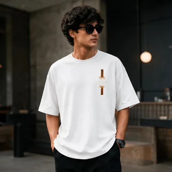 White_French_Terry_Cotton_Oversized_T-Shirt_For_Men