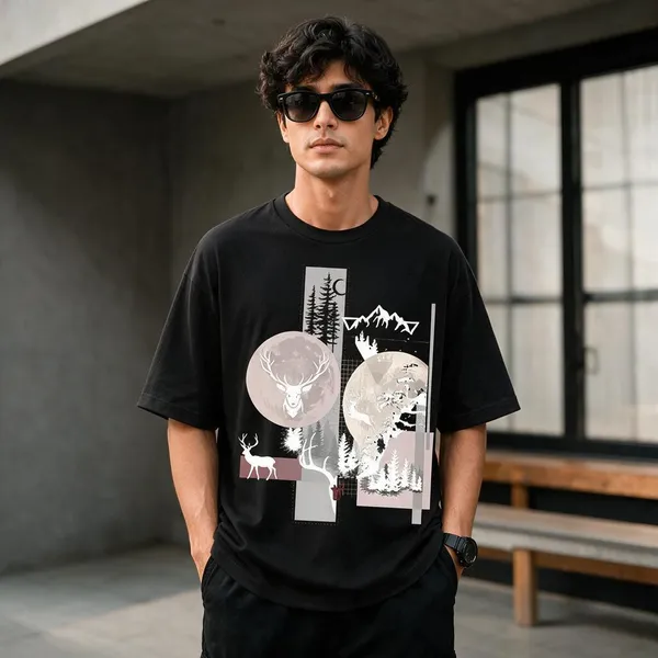Black_French_Terry_Cotton_Oversized_Graphic_T-Shirt_For_Men