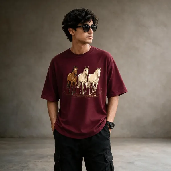 Maroon_French_Terry_Cotton_Oversized_Graphic_T-Shirt_For_Men