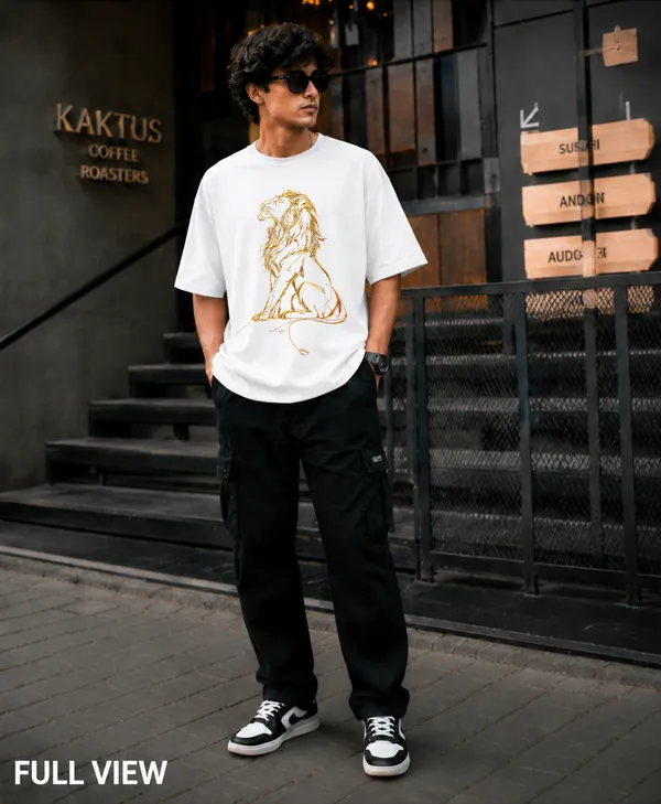 White_French_Terry_Cotton_Oversized_Lion_Graphic_T-Shirt_For_Men