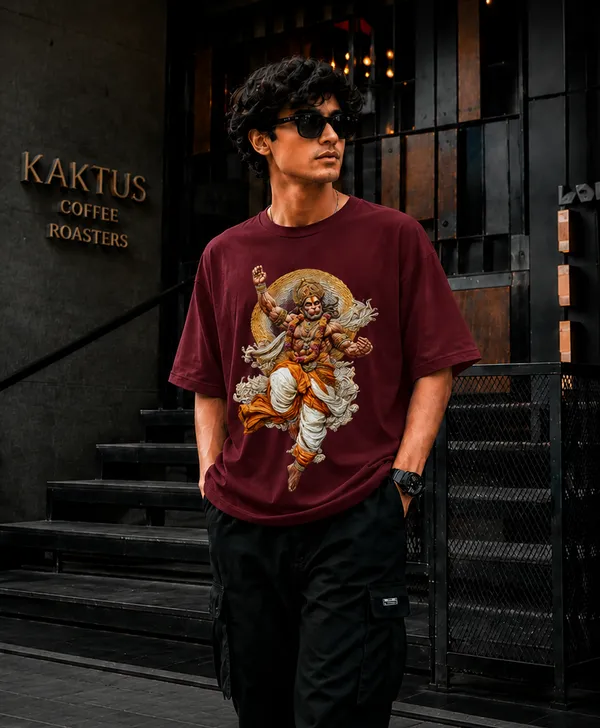 Maroon_French_Terry_Cotton_Oversized_Graphic_T-Shirt_For_Men