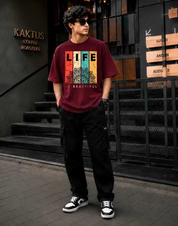 Maroon_French_Terry_Cotton_Printed_T-Shirt_For_Men