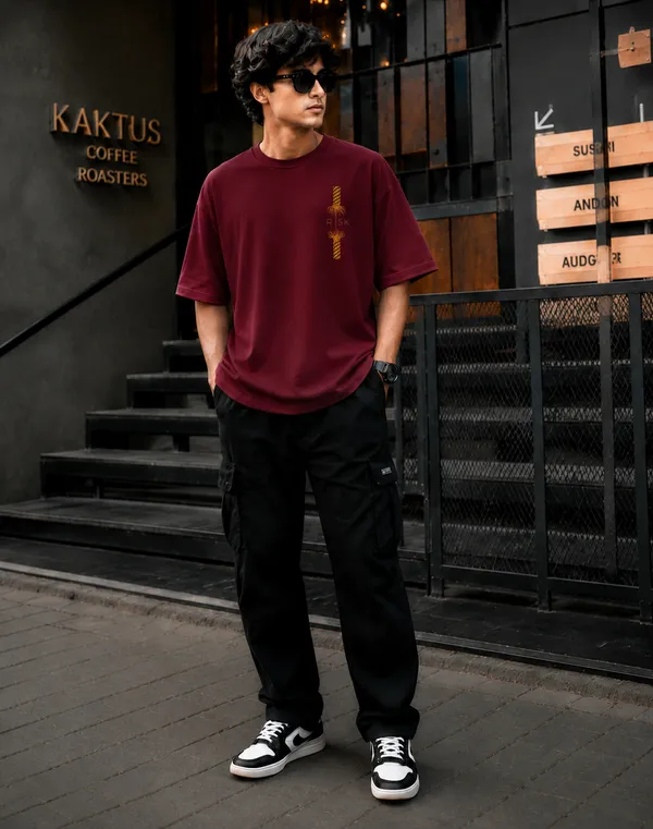 Maroon_French_Terry_Cotton_Oversized_T-Shirt_For_Men