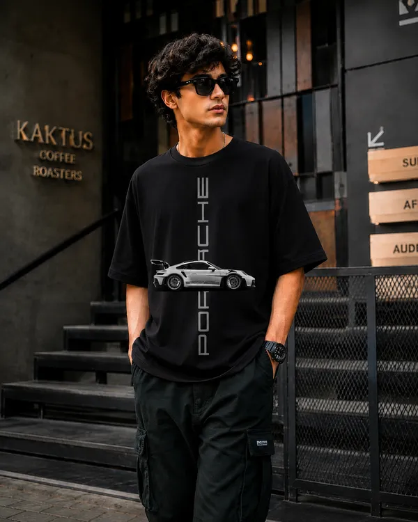 Black_French_Terry_Cotton_Oversized_Car_Graphic_T-Shirt_For_Men