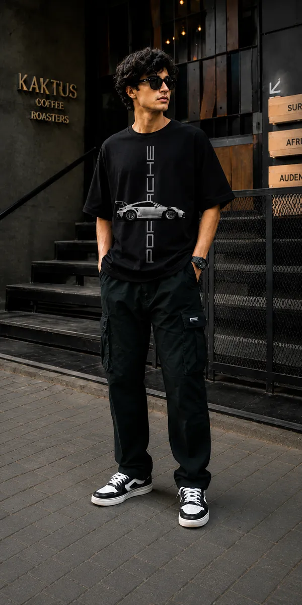 Black_French_Terry_Cotton_Oversized_Car_Graphic_T-Shirt_For_Men