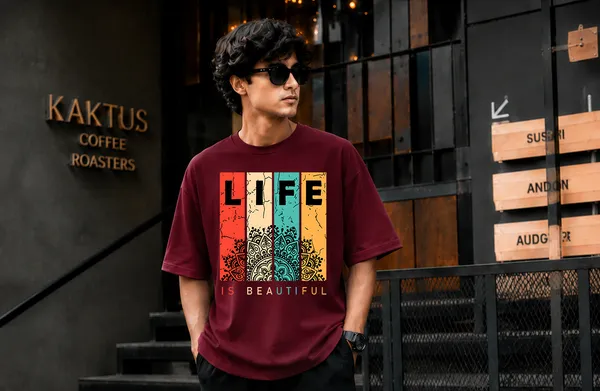 Maroon_French_Terry_Cotton_Printed_T-Shirt_For_Men