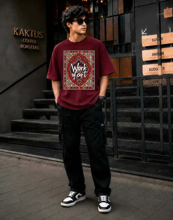Maroon_French_Terry_Cotton_Oversized_Graphic_T-Shirt_For_Men