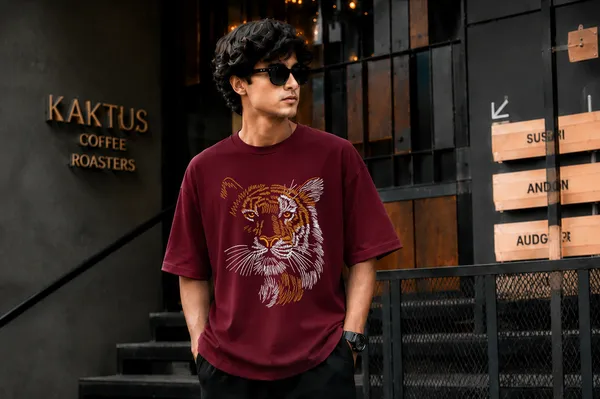 Maroon_French_Terry_Cotton_Oversized_Graphic_T-Shirt_For_Men