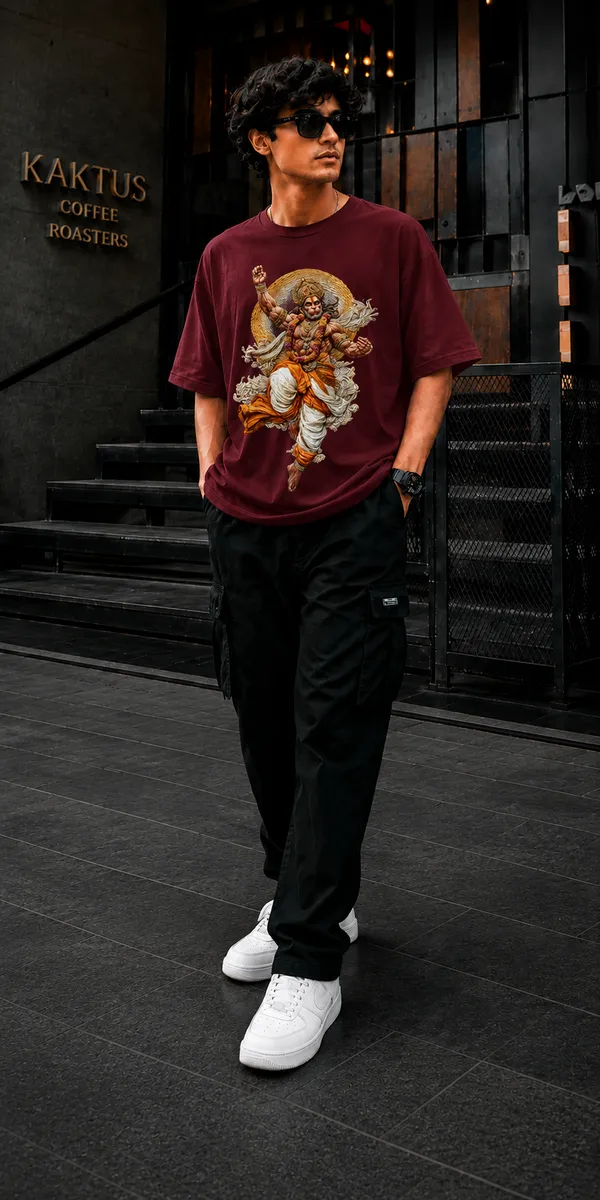 Maroon_French_Terry_Cotton_Oversized_Graphic_T-Shirt_For_Men