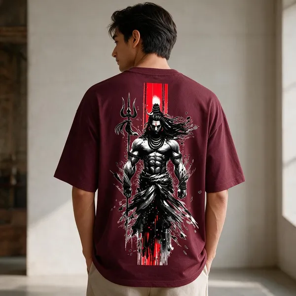 Maroon_French_Terry_Cotton_Oversized_Graphic_T-Shirt_For_Men