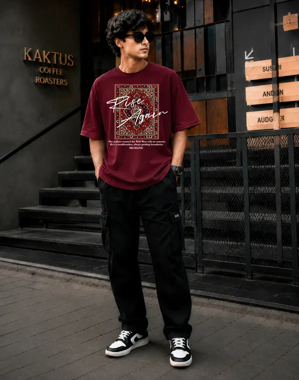 Maroon_French_Terry_Cotton_Regular_Fit_Printed_T-Shirt_For_Men