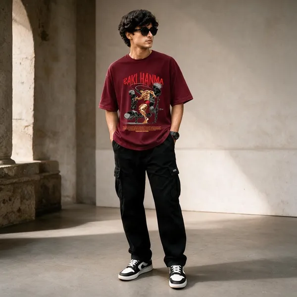 Maroon_French_Terry_Cotton_Oversized_Graphic_T-Shirt_For_Men