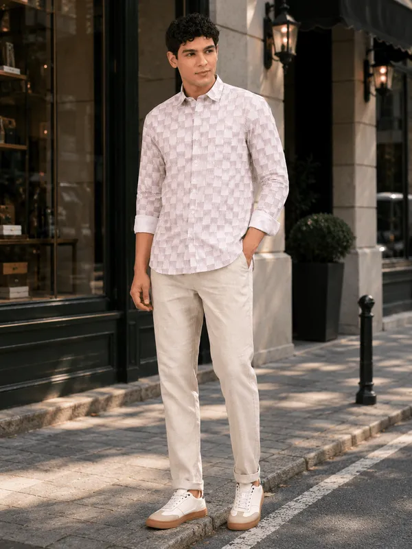 Men_S_Taupe_Geometric_Print_Slim_Fit_Cotton_Shirt