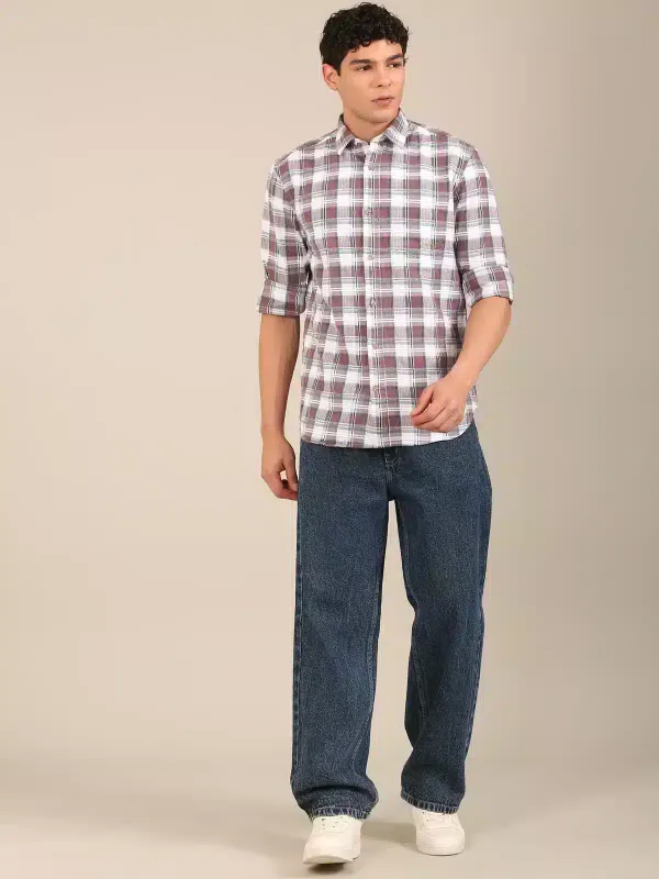 Men_S_Mauve_Brown_Check_Slim_Fit_Cotton_Dobby_Shirt