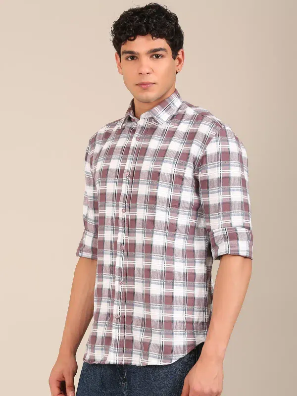 Men_S_Mauve_Brown_Check_Slim_Fit_Cotton_Dobby_Shirt
