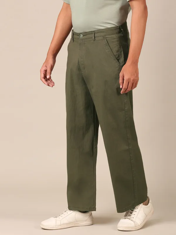 Men’s_Olive_Green_Linen_Baggy_Pants