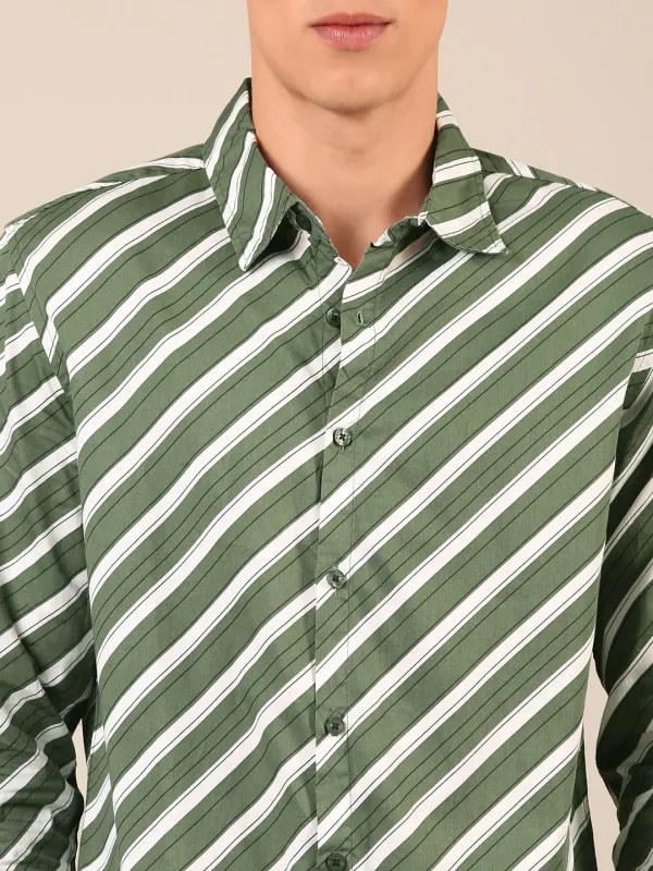 Men_S_Olive_Green_Diagonal_Stripe_Regular_Fit_Shirt