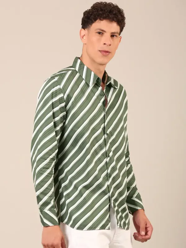 Men_S_Olive_Green_Diagonal_Stripe_Regular_Fit_Shirt