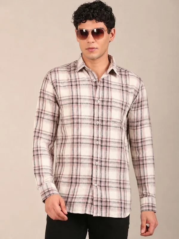 Men_S_Dusty_Rose_Check_Slim_Fit_Cotton_Dobby_Shirt