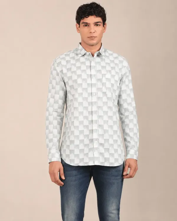 Men_S_Sage_Green_Geometric_Print_Slim_Fit_Cotton_Shirt