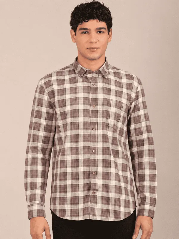 Men_S_Brown_Check_Slim_Fit_Cotton_Shirt