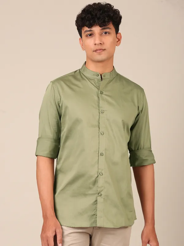 Men’s_Sage_Green_Regular_Fit_Satin_Shirt