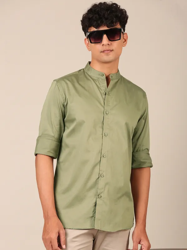 Men’s_Sage_Green_Regular_Fit_Satin_Shirt