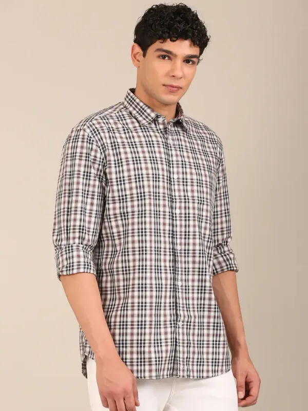 Men_S_Navy_Brown_Check_Slim_Fit_Cotton_Shirt