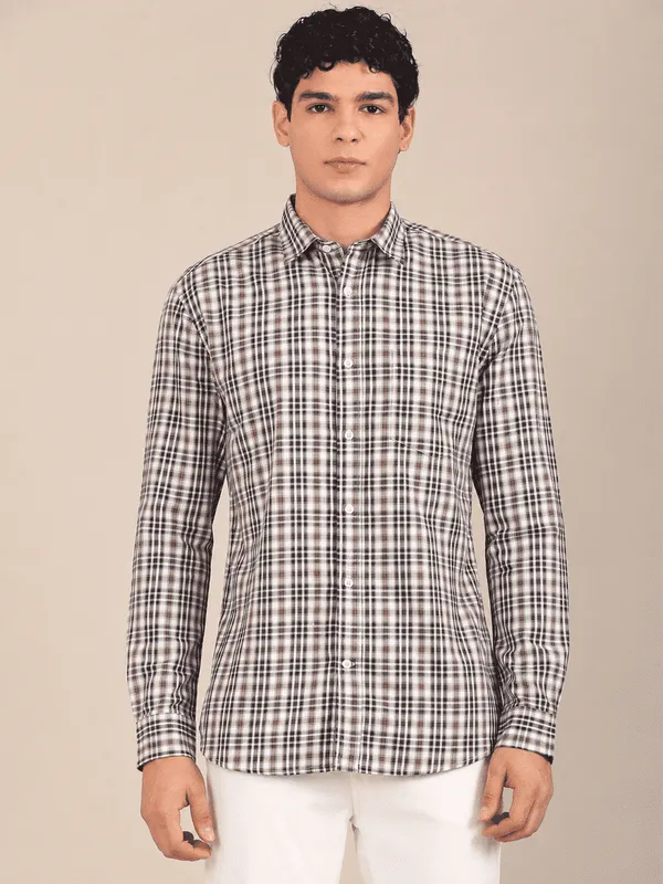 Men_S_Navy_Brown_Check_Slim_Fit_Cotton_Shirt