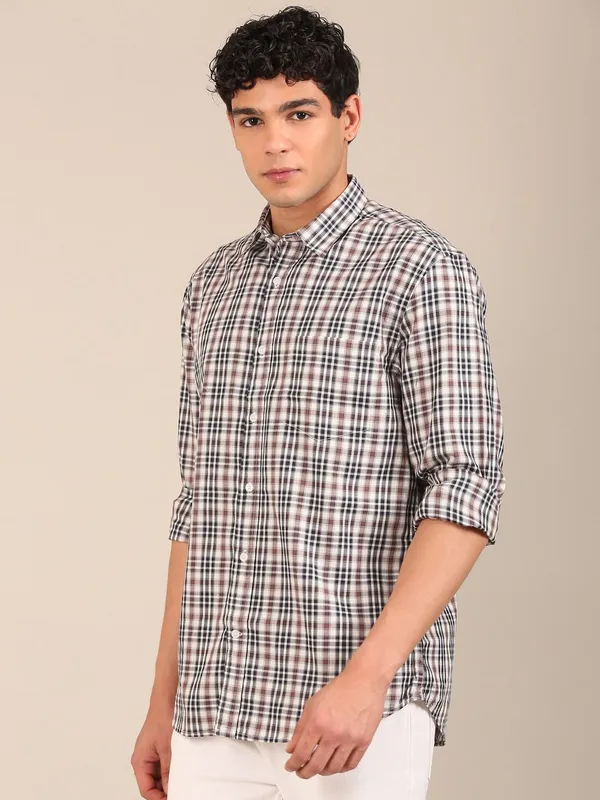 Men_S_Navy_Brown_Check_Slim_Fit_Cotton_Shirt