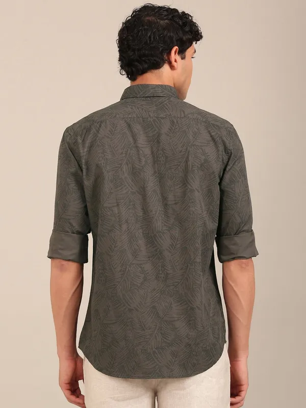 Men_S_Dark_Olive_Leaf_Print_Slim_Fit_Cotton_Shirt