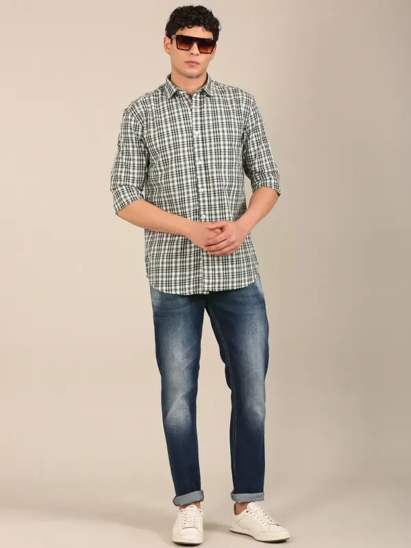 Men_S_Olive_Navy_Check_Slim_Fit_Cotton_Shirt