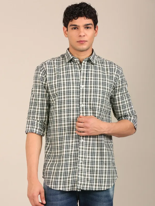 Men_S_Olive_Navy_Check_Slim_Fit_Cotton_Shirt