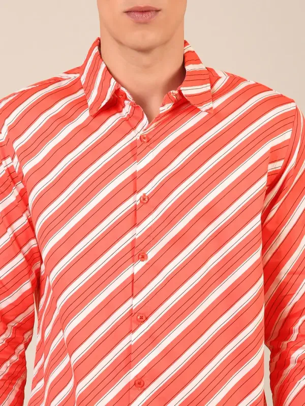 Men_S_Coral_Red_Diagonal_Stripe_Regular_Fit_Cotton_Shirt