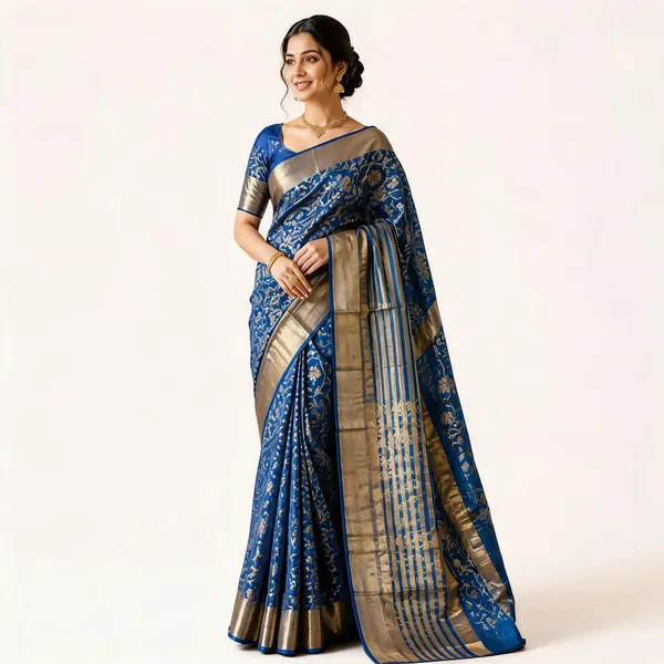 Blue_Silk_Floral_Zari_Woven_Saree_For_Women