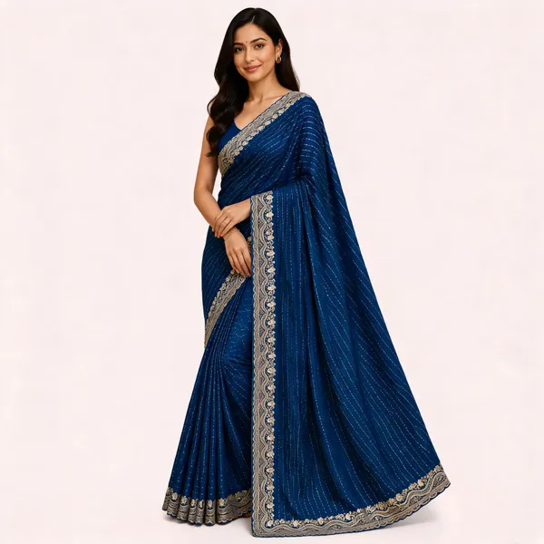 Blue_Embroidered_Saree_For_Women