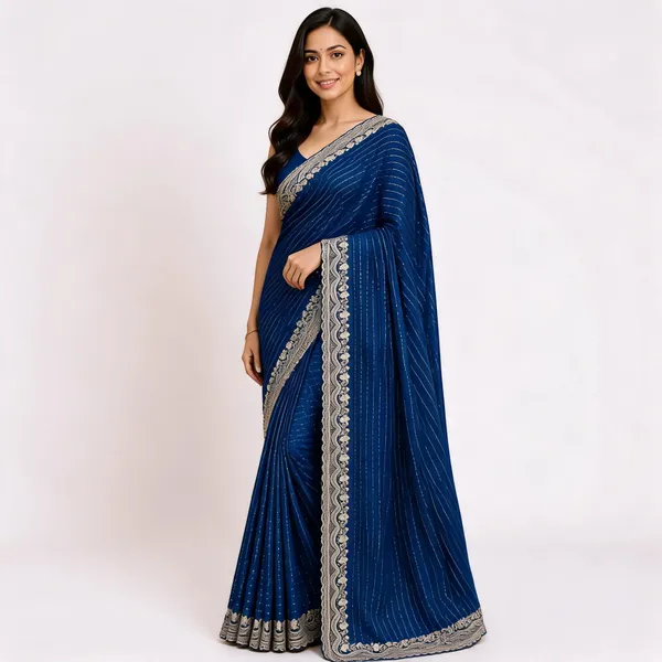 Blue_Embroidered_Saree_For_Women