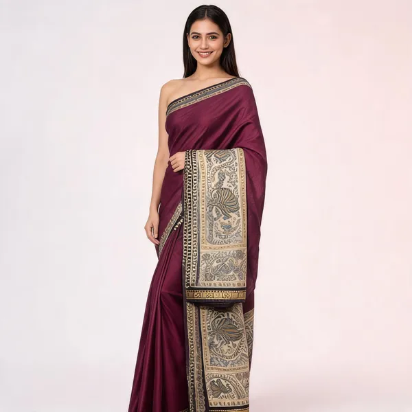 Wine_Floral_Paisley_Print_Saree_For_Women