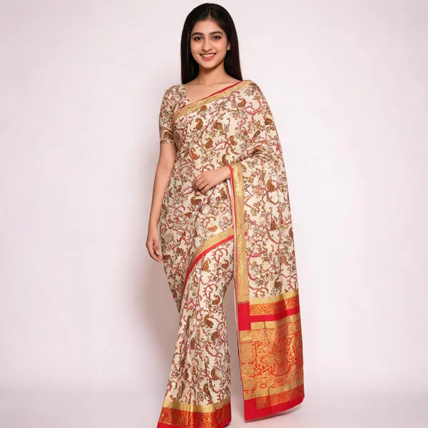 Cream_Paisley_Floral_Print_Ethnic_Saree_For_Women