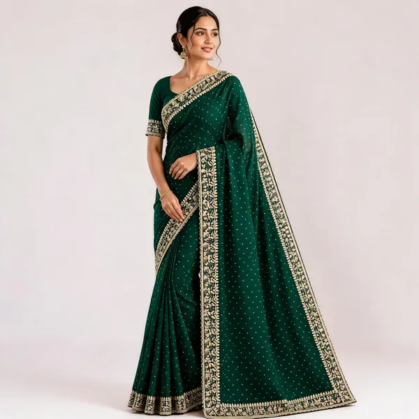 Green_Embroidered_Border_Traditional_Saree_For_Women
