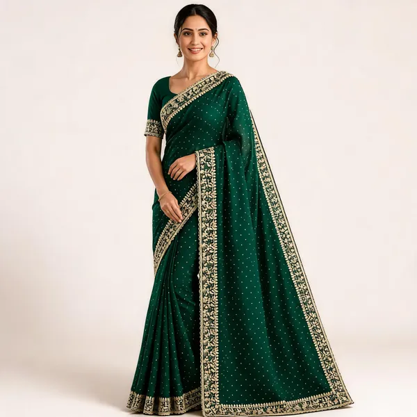 Green_Embroidered_Border_Traditional_Saree_For_Women