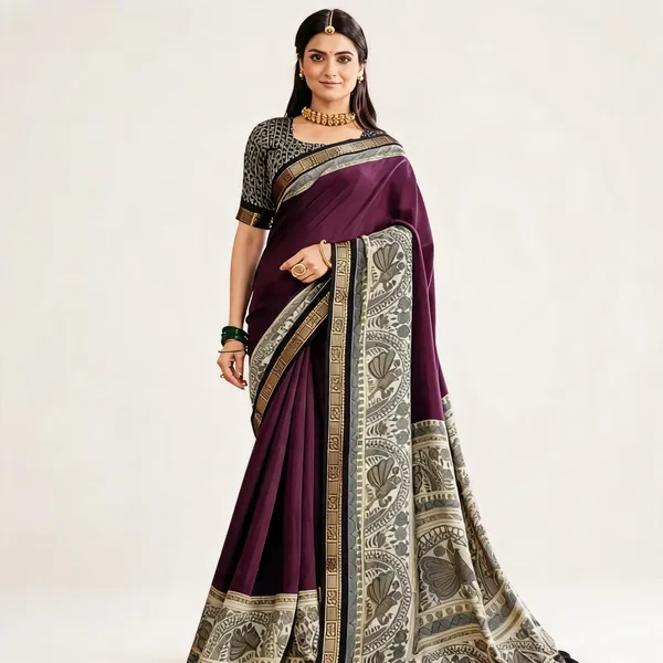 Purple_Printed_Saree_For_Women