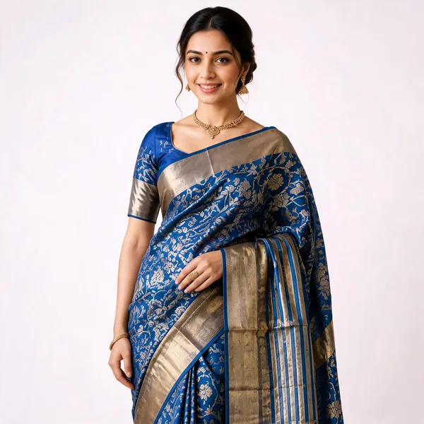 Blue_Floral_Saree_For_Women