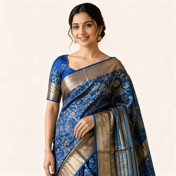 Blue_Floral_Saree_For_Women